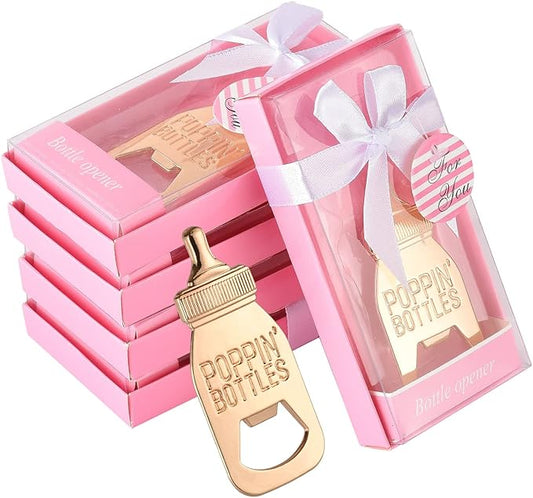 24 pcs Bottle Opener Baby Shower Favor for Guest,Rose Gold Feeding Bottle Opener Wedding Favors Baby Shower Giveaways Gift for Guest, Party Favors Gift & Party Decorations Supplies (Pink, 24)