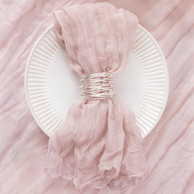 50 Pack Pink Cheesecloth Napkins Spring Cloth Napkins Set of 50 Pale Pink Dinner Napkins Bulk 21x21 Inches for Wedding Bridal Shower Baby Shower Valentine's Day