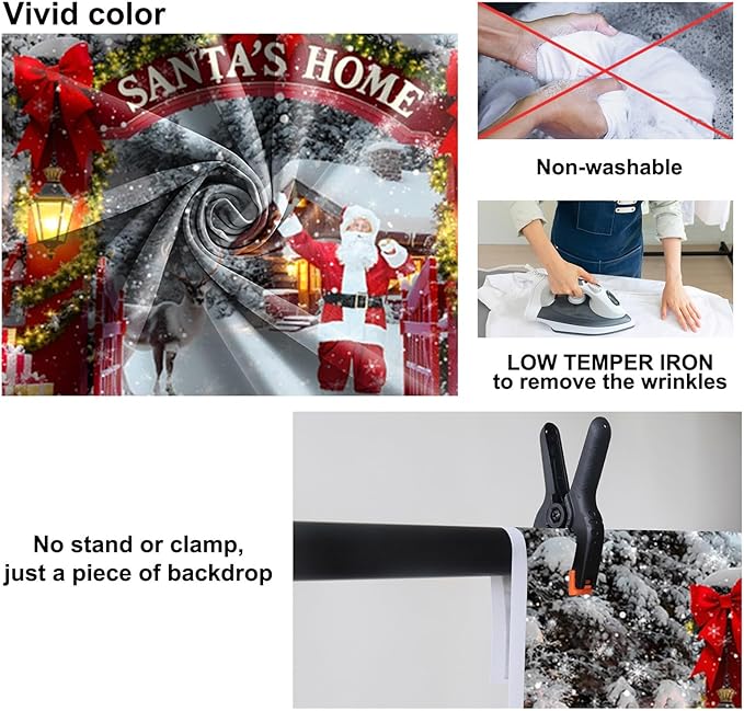 Baocicco 10x8ft Santa's Home Photography Backdrops Santa Claus Snowman Elk Farmhosue Snowfalke Banner Backdrop Merry Christmas Party Supplies New Year Eve Background Photo Studio Props