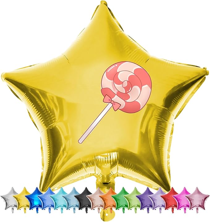 20 Pcs18 inch Custom Foil Balloons with Picture – Heart, Star, or Round – Personalized with Photo, Text, or Logo – Full-Color Print for Birthday, Memorial, Party, or Event Decor (star)