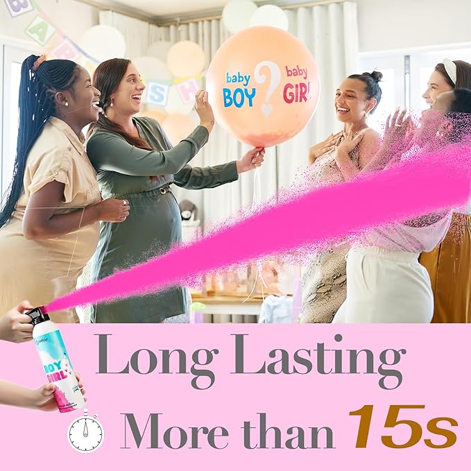 Gender Reveal Fire Extinguisher Set for Newborn Baby, 4Pcs Pink Gender Reveal Smoke Bombs, 100% Biodegradable Color Blaster for Cool Gender Reveal Ideas, Confetti Power Cannon Shooter Party Supplies