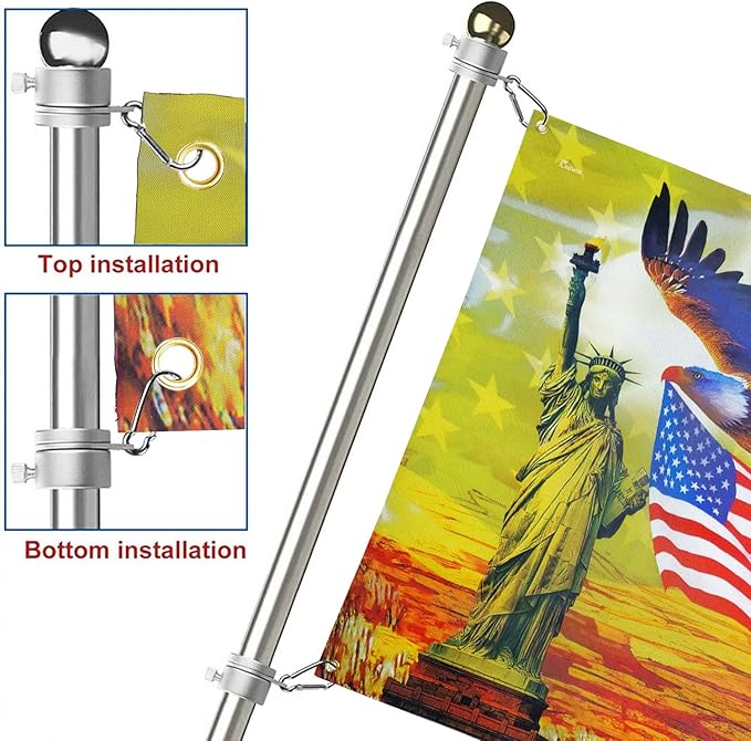 FLAGWIX Combo Pack: USA American Flag 3x5 Ft + Patriotic Eagle Flag 3x5 Outdoor Decor with Grommets Heavy Duty Double Sided Canvas Fabric Flag - American Sunset Art Decoration for Wall, Porch, Yard