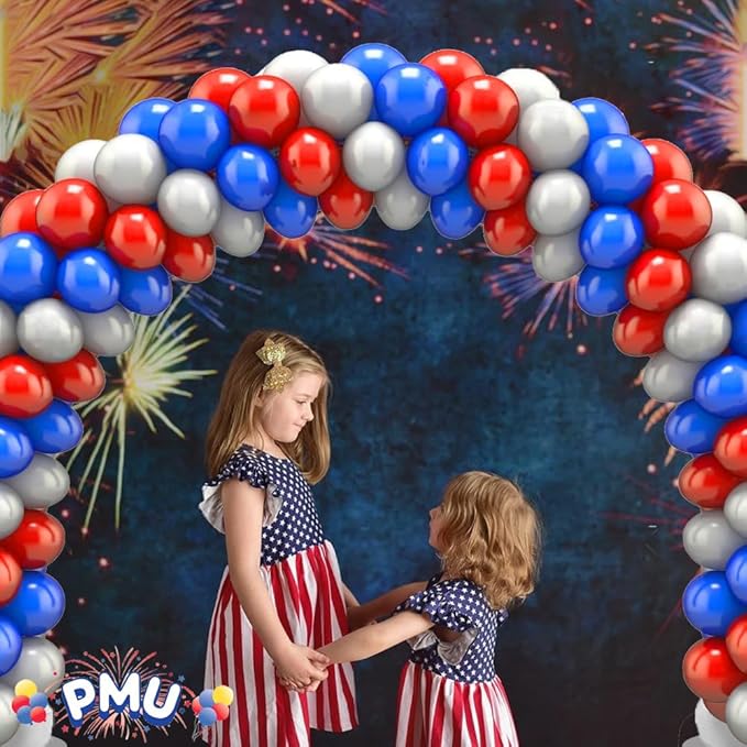 PMU DIY Professional Balloon Arch Deluxe Kit (Patriotic Red, White and Blue) Balloon Garland for Party Decoration, Decoration Kit for Birthday Party, Wedding, Graduation, Baby Shower(41693-61646)Pkg/1