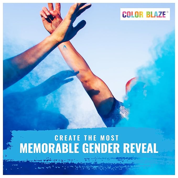 Color Blaze Baby Gender Reveal Color Powder Packets - 75 g Each - 25 Packs of Blue Colored Powder for Boy - for Car & Motorcycle Burnout, Exhaust, Color Toss, Photoshoot, Party & Festival - Blue