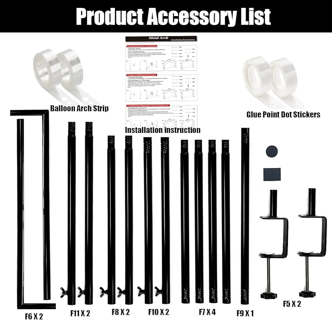 LANGXUN Meatl Table Balloon Arch Kit, Adjustable 16''-56'' Tall 29"-98" Length Table Stand, For Birthday Party Wedding & Graduation Decorations, Christmas Decort Baby Shower Party Supplies (Black)