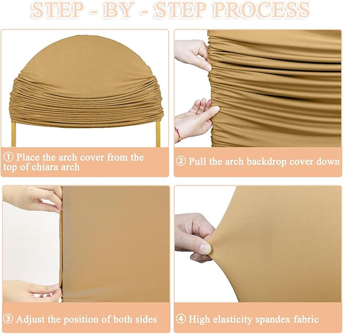 Spandex Arch Backdrop Cover Brown Arch Cover Set of 3 (7.2FT, 6.6FT, 6FT) Wedding Arches Frame Covers Stretchy Backdrop Fabric Chiara Arched Covers for Baby Shower Gender Reveal Birthday Party Decor