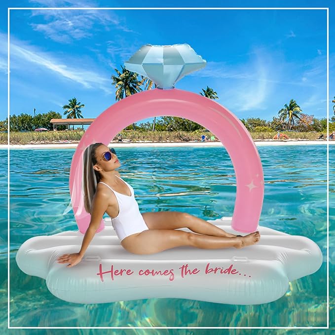 Pop Fizz Designs Giant Ring Float - Ultimate Bachelorette Pool Float - Diamond Ring Pool Float for Bachelorette Party Decorations
