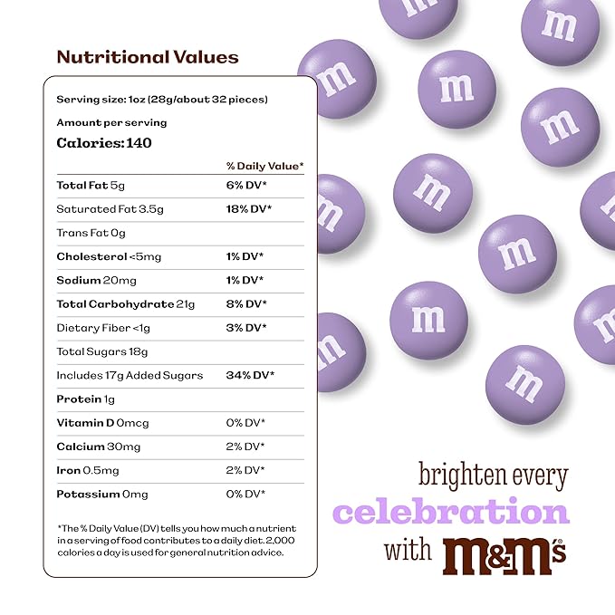 M&M’S WORLD Light Purple Milk Chocolate Candy - 2lbs Resealable Purple Candy Pack for Easter, Mother's Day, Graduations, Birthday Parties, Weddings, Celebrations, Birthday Decor, and more