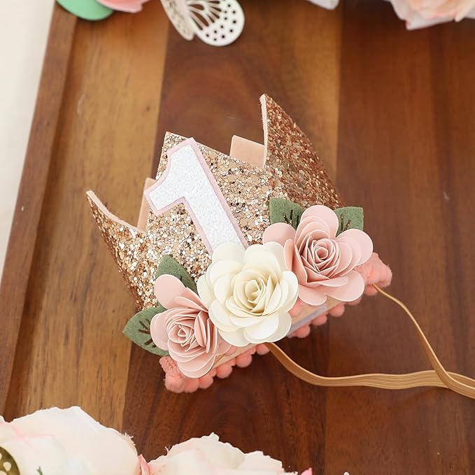 First Birthday Decorations for Girl Light Pink High Chair Banner One Flower Cake Topper Floral Hat Wildflower Garland 1st Birthday Decoration Supplies