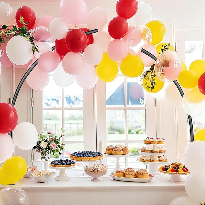 Metal Balloon Arch Kit for Tabletop, 5.3Ft & 4.7Ft Over The Table Rod Stand with Clamps and Flower Half Arch Balloon Stand for Garden Wedding, Party, Birthday, Baby Shower, Decorations Black