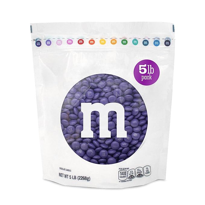 M&M’S WORLD Purple Milk Chocolate Candy 5lb Resealable Pack for Candy Bars Birthday Parties Baby Showers Mother's Day Valentine's Day Gifts Graduations Dessert Tables and Party Favors