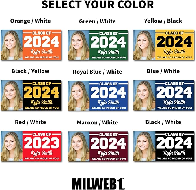 Class of 2025 Graduation Vinyl Banner Personalized Sign, Customizable School Colors, Custom Photo - Milweb1 (2'x4')