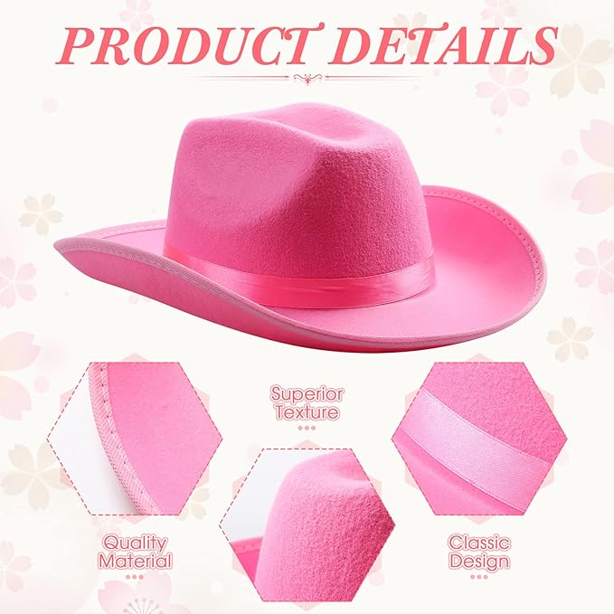 Unittype 12 Pcs Women Cowgirl Cowboy Hats Bachelorette Cowboy Hats for Bridal Shower Wedding Engagement Halloween Cosplay