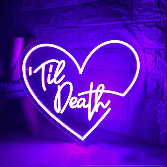 Custom Til Death Heart Neon Sign Wedding LED Neon Light Neon Sign Customizable for Wall Decor Wedding Valentine's Day Backdrop Birthday Party Décor