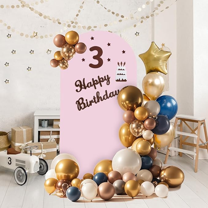 Arch Backdrop Stand and Cover Set, Metal Balloon Arch Backdrop 6ft, Gold Arched Stand Frame for Wedding, Parties,Birthday, Backdrop Decorations (Pale Pink,6ft)
