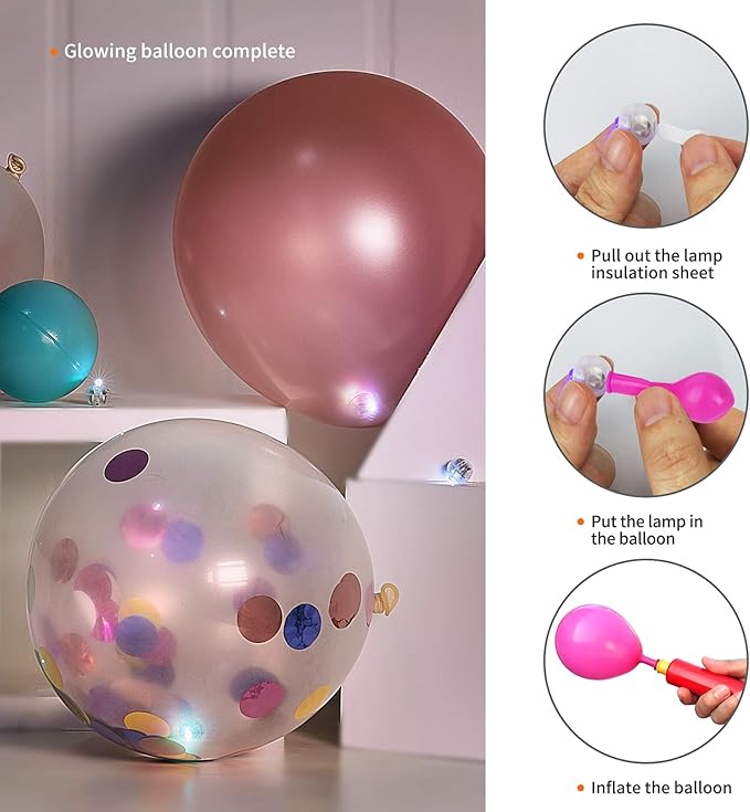 Aogist 50pcs Multicolor Balloon Lights,Long Standby Time Waterproof Twinkle Mini Light,Battery Powered,Round LED Ball Lamp for Latex Balloon Easter Eggs Wedding Christmas Halloween Party Decorative