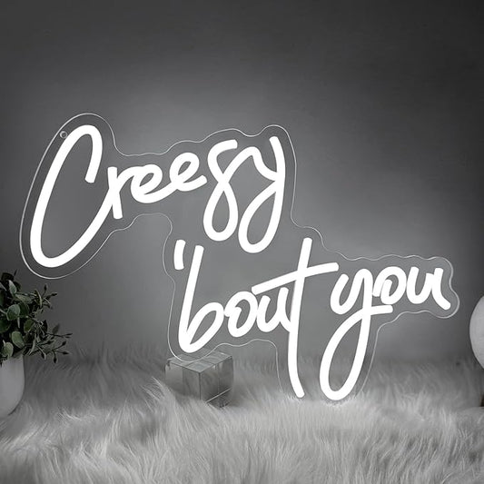 Wedding Neon Sign, Creesy 'bout You Led Neon Light Signs for Bachelorette Bridal Engagement Party Decoration Bridal Shower Wall Decor Valentine's Day Night Light Dimmable USB Powered(16.9"*10")