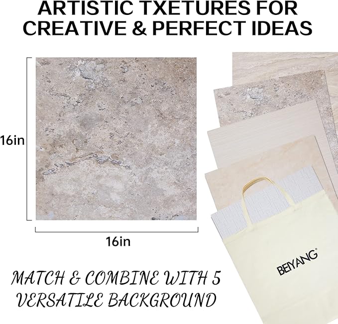 5PCS Double Sided Flat Lay Photo Studio Backdrop Boards, 16x16 Inch Waterproof Tabletop Background Board, Reusable Backdrop Props for Food Makeup Jewelry Product Shooting