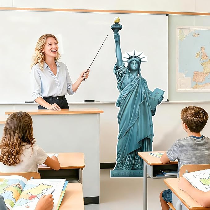 6 Ft Statue of Liberty Cardboard Cutout Statue of Liberty Stand Up Cutout Life-Size Patriotic New York City Themed Photo Booth Prop for Patriot Day Veterans Labor Day Party Decoration
