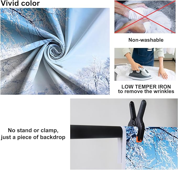 Baocicco 8x6.5ft Winter Landscape Photography Background Frozen Trees Sun Blue and White Wonderland Christma Xmas Photo Background for Winter Holiday Party Banner Family Party Supplies Decorations