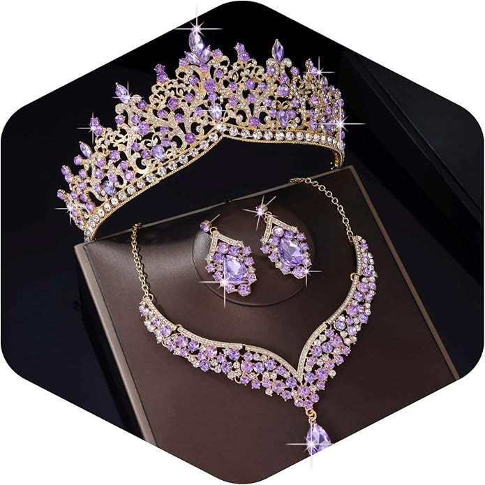 Kamirola Tiaras and Crowns for Women,Tiaras Earrings Necklace, Crystal Bridal Jewelry Set, Costume Party Halloween Prom Pageant Jewelry for Women TR80