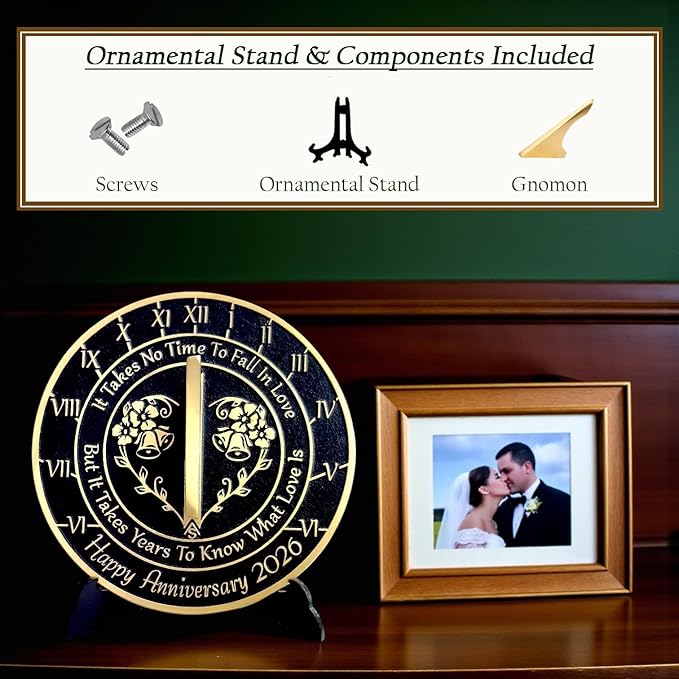 Anniversary Sundial Gift for Any Wedding Anniversary in 2026 - What Love is - Recycled Metal Home Decor Or Garden Present Idea - Handmade in UK for Him, Her Parents Or Couples Celebration