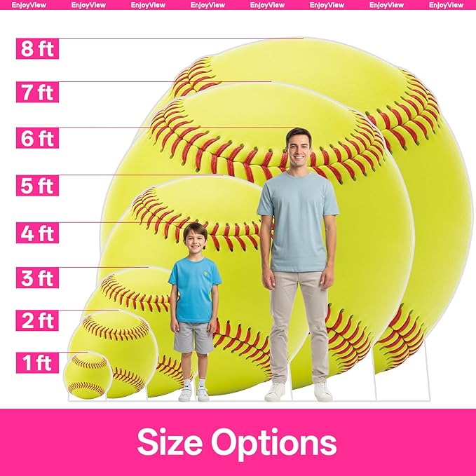 Softball Cardboard Cutout, 7FT Life Size Cutouts Decor for Sports Themed Party Backdrop, Photo Booth Props, Birthday Table Centerpieces, Softball Game Stand Up Display