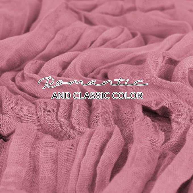 12 Pack Cheesecloth Table Runner 20 x 120 inch Cheese Cloth Table Runner Bulk,Romantic Boho Sheer Gauze Fabric Table Runners for Wedding Reception,Party,Bridal Shower Table Decor(Dusty Rose)