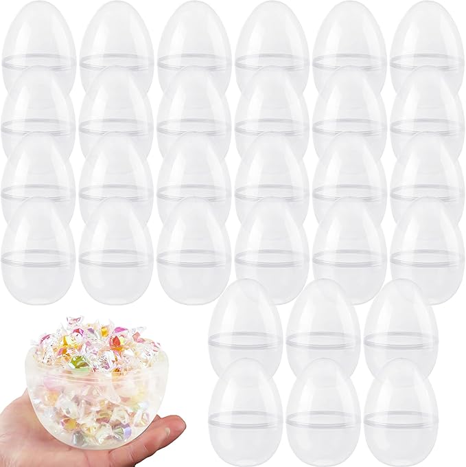 30 Pack 6 Inch Large Clear Easter Eggs Plastic Transparent Easter Eggs Empty Jumbo Surprise Eggs Fillable for Easter Theme Party Favor