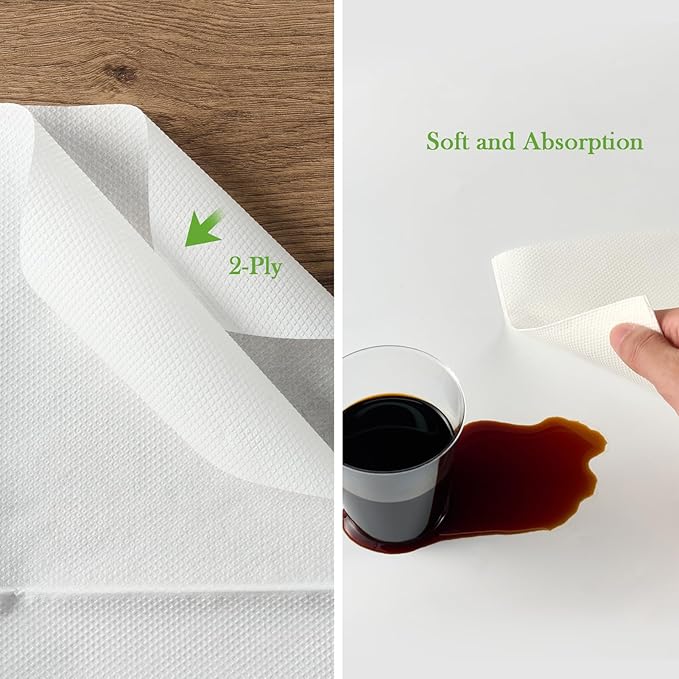ECOLipak Lunch Napkins Bulk, 1000 Count Everyday Paper Napkins, 6.5×6.5 Inch Folded, 2-Ply Soft And Absorbent for Dinner, Gathering, Bar, Restaurants(13×13 Inch Unfolded)