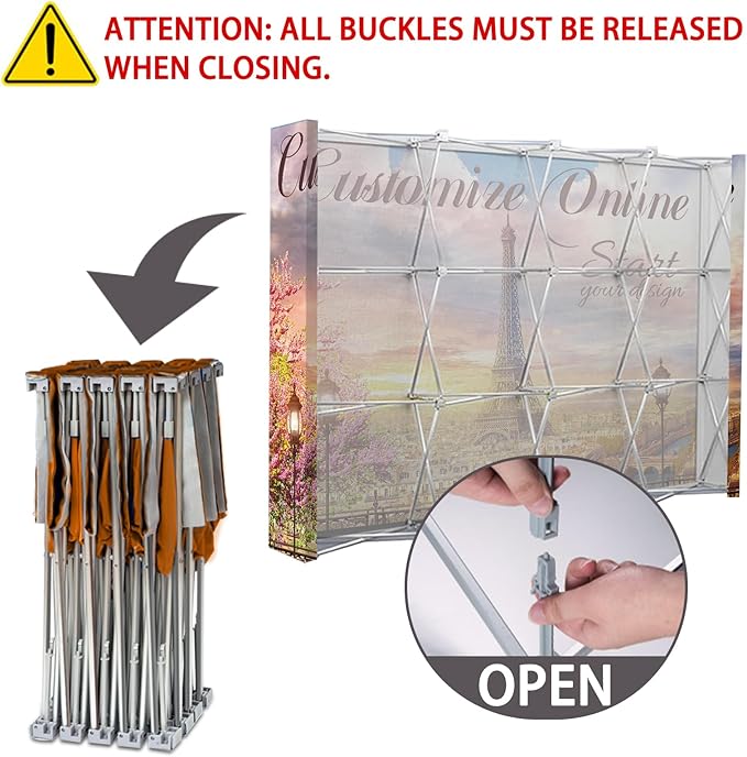 Customize Trade Show Fabric Pop Up Display Tension Fabric Banner Portable Aluminum Display Store Sign Holders Booth Holder Print and Frame Set 15×10 FT