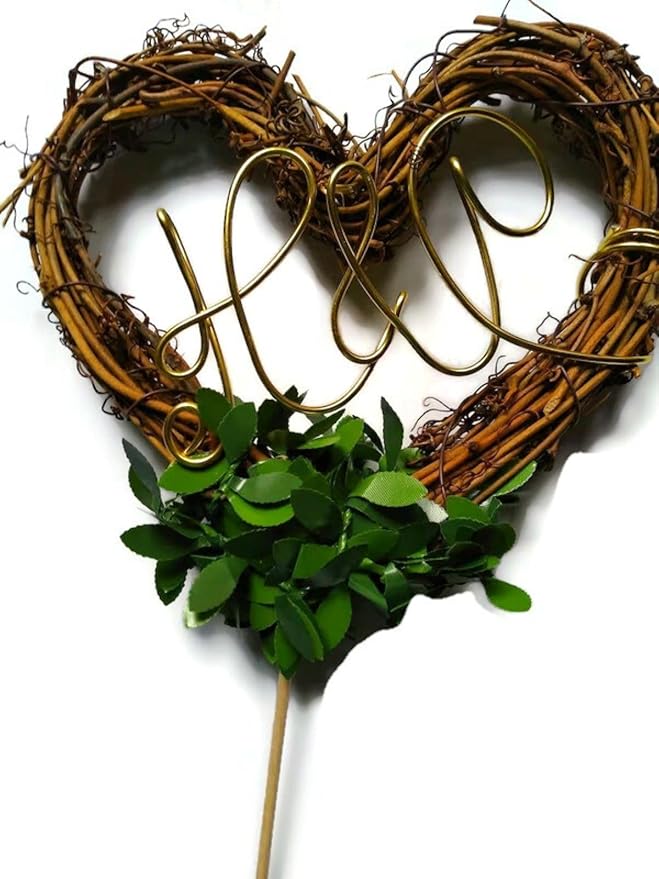 Personalized Enchanted Forest Cake Topper – Rustic Woodland Wedding Decor with Couple's Initials – Jungle or Mountain Theme Ceremony Keepsake