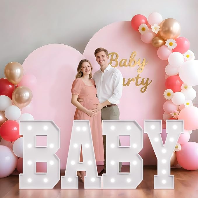 Baby Shower Decorations for Girl Boy Marquee Letters 2.3FT Large Light Up Letter for Gender Reveal Party Decor