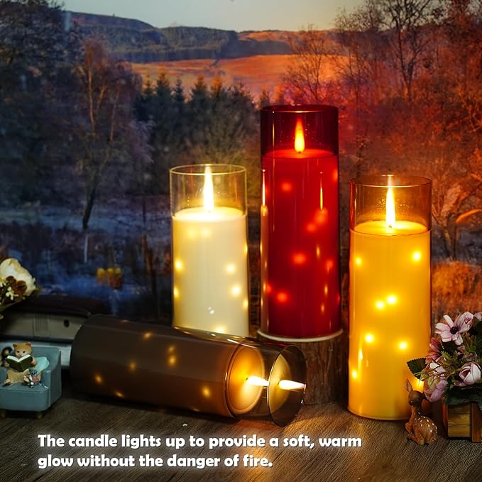 Waterproof Outdoor Candles with Timer & Remote - Battery Operated LED Candles, Realistic Flameless Plastic Pillar, Pack of 2 (4" D x 11" H, Red) for Patio, Garden Camping Rainy Weather