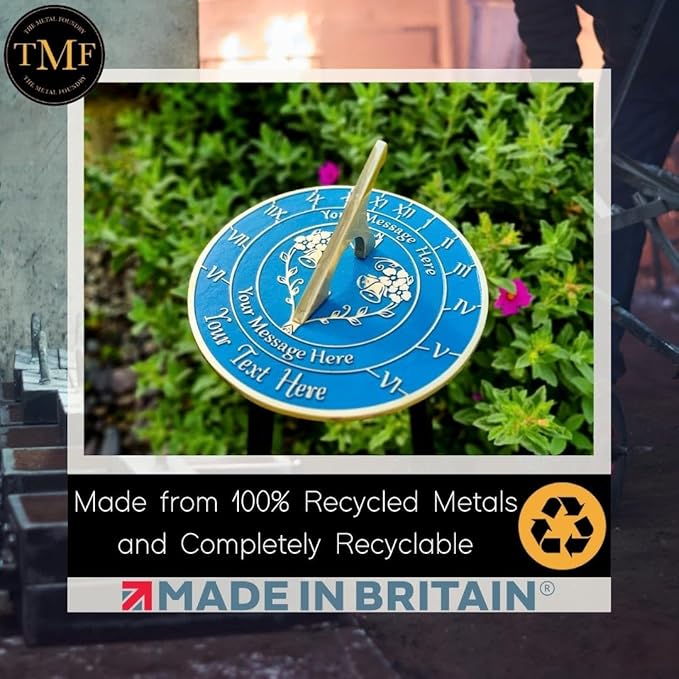 The Metal Foundry Personalized Large Sundial ‘What Love is’ - Heavy Duty Recycled Brass Home Decor Or Garden Present Idea Made in The UK for Parents, Grandparents, Friends, Couples