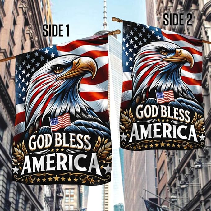FLAGWIX American Flag - Patriotic Eagle God Bless America Flag MLN2548F, House Flag (29.5" x 39.5") - USA Flags Premium Polyester - Decorative Indoor Outdoor Flag