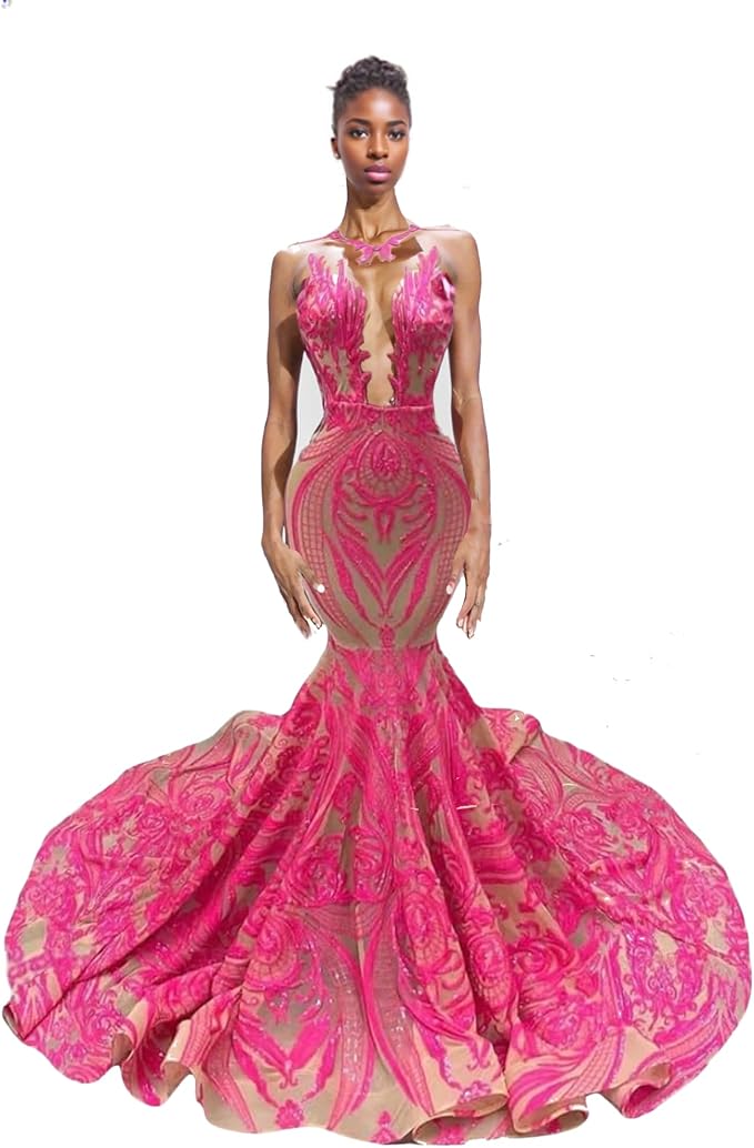 Keting Shiny Sequined Mermaid Women's Prom Party Evening Gala Dress Pageant Celebrity Gown