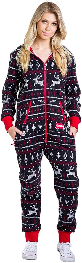 Tipsy Elves Christmas Onesies for Adults - Comfy Unisex Matching Holiday Jumpsuits with Convenient Pockets