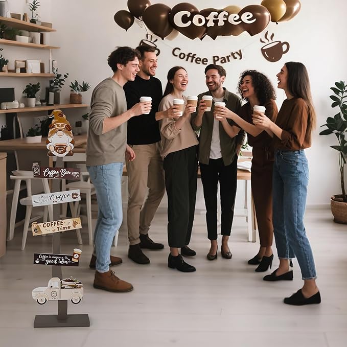 Lighted Wood Coffee Bar Porch Sign, Rustic Coffee Station Accessories for Cafe Shop Restaurant Business Indoor Outdoor Home Decor