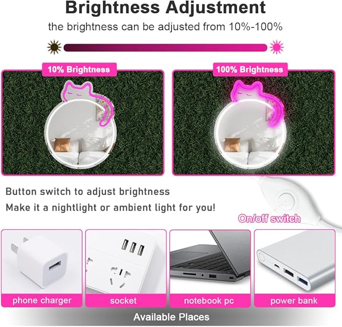 jXIN Cat Neon Signs Mirror 16.53"x13.38" USB Powered with Dimmer LED Cute Neon Light for Wall Room Decor Bedroom Living Room Party Studio Shop Birthday Gifts for Girls