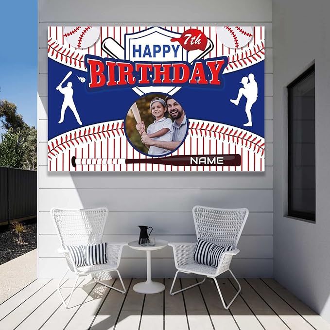 Custom Baseball Sports Happy Birthday Party Decorations Supplies Personalized Baseball Sports Birthday Backdrop Banner(6x9ft)