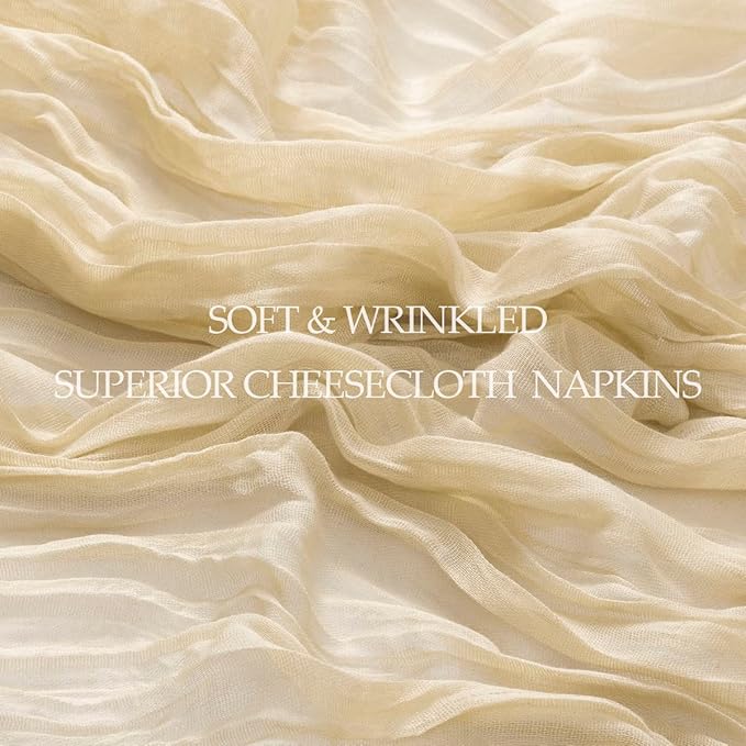 50 Pack Champagne Cheesecloth Napkins Spring Cloth Napkins Set of 50 Champagne Dinner Napkins Bulk 21x21 Inches for Wedding Bridal Shower Baby Shower Valentine's Day