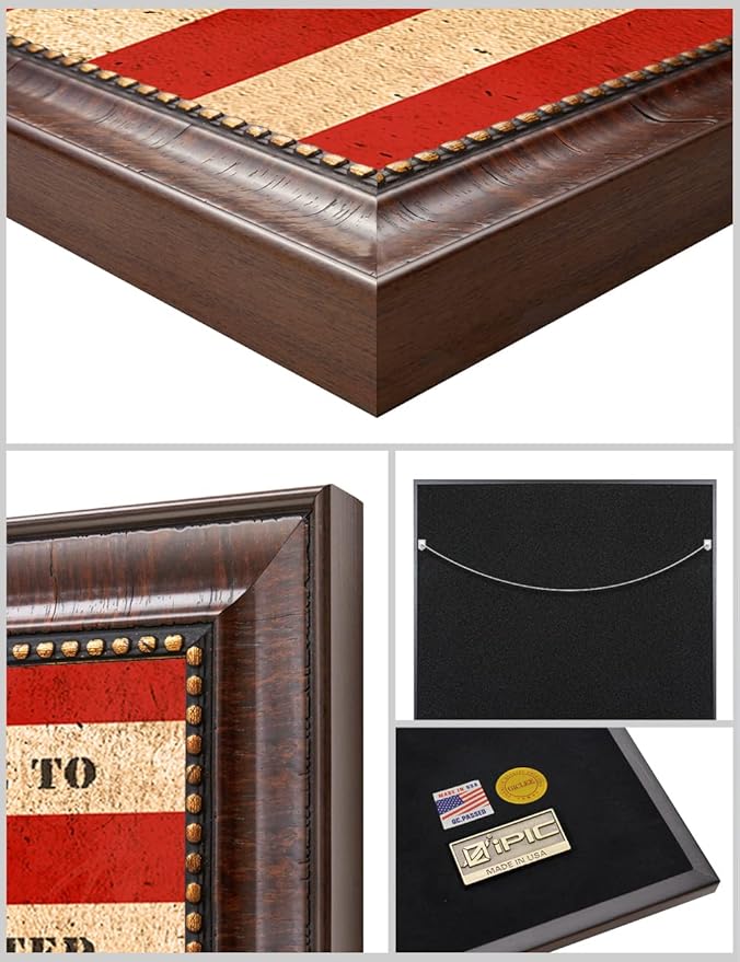 IPIC - American Flag Framed Art with Personalized Family Names & Oath. Ideal Gift for Military, Veterans & Independence Day. Show Pride & Respect. Customize Now! Total Size w/Frame: 33x23