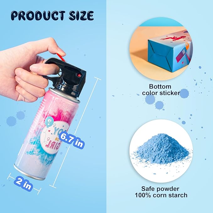 2 Pack Blue Gender Reveal Fire Extinguishers with 4 Pack Blue Confetti Cannons for Baby Boy Gender Reveal Party