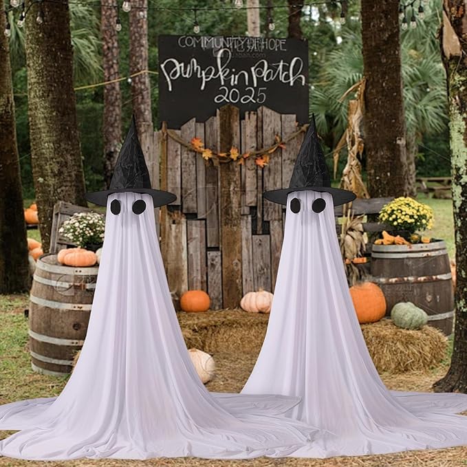 2Packs Halloween Decorations Outdoor,Halloweens Party Decoration Indoor,Spooky Ghost with Remote Control String Lights,Halloween-Ghost Lights for Porches Yards Gardens Lawn (Ghost Pet)