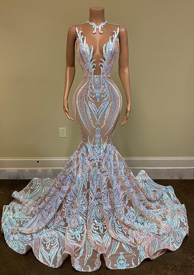 Keting Shiny Sequined Mermaid Women's Prom Party Evening Gala Dress Pageant Celebrity Gown