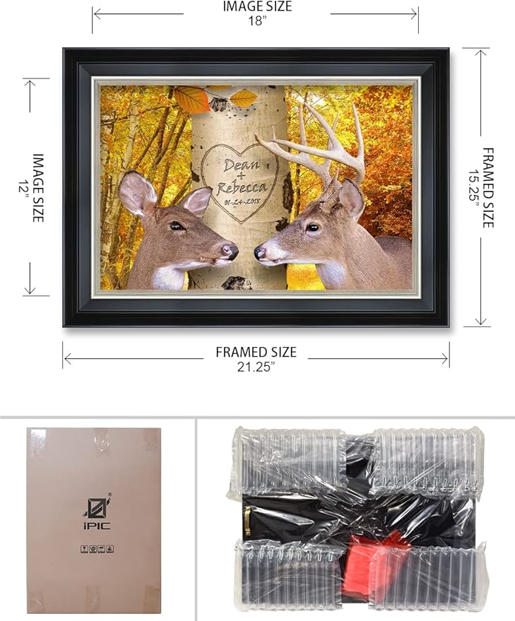 IPIC - Oh My Dear, Personalized Framed Wall Art with Names and Date on, Giclee Prints with Solid Wood Frame, Customized Gift and Memorial Gifts for Wedding Anniversary.