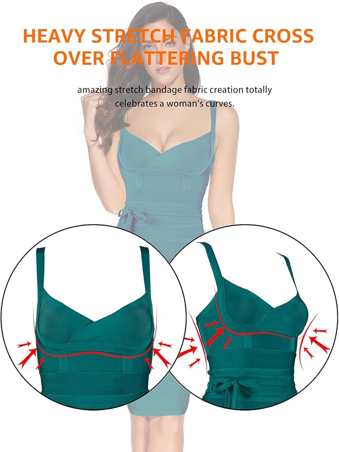meilun Womens Rayon Belt Detail Bandage Bodycon Party Dress