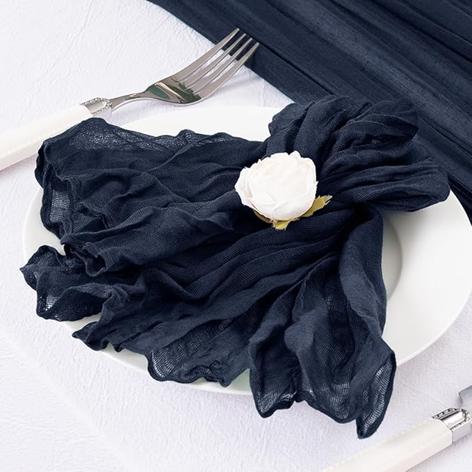 50 Pack Navy Blue Cheesecloth Napkins Spring Cloth Napkins Set of 50 Navy Dinner Napkins Bulk 21x21 Inches for Wedding Bridal Shower Baby Shower Valentine's Day