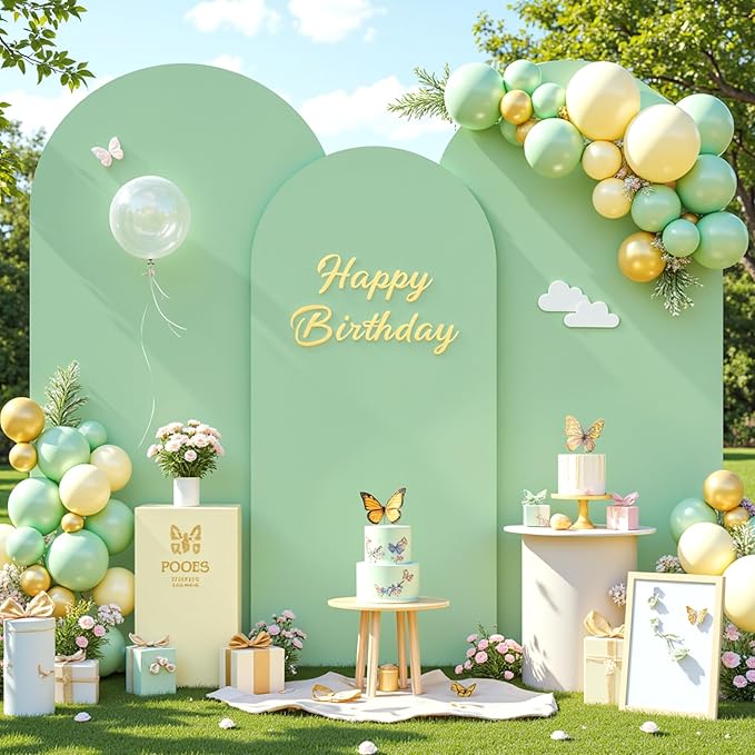 Sage Green Arch Cover 3 Set - 4FT, 5FT, 6FT Sage Green Arch Backdrop Cover Spandex Wedding Arch Stand Covers for Baby Shower Boys Birthday Party Wedding Bridal Shower Photo Background Decorations